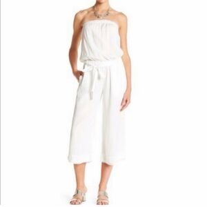 Cloth & Stone White Strapless Crop Jumpsuit Size Medium